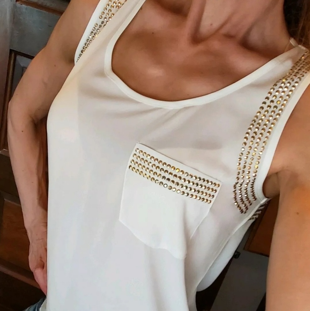 DAYTRIP, Chiffon, Sleeveless Embellished Tank Top
